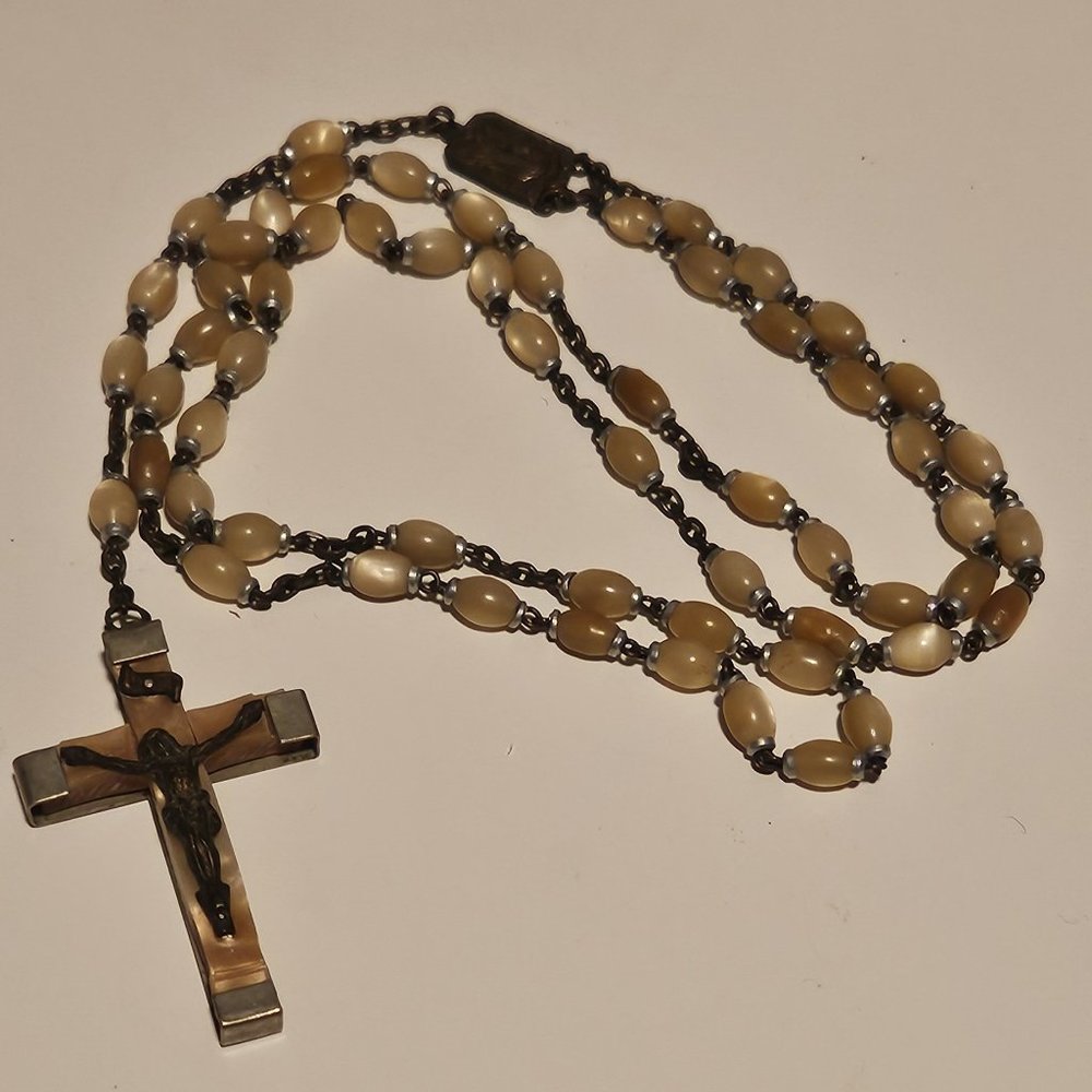 Vintage Lourdes Rosary Mother of Pearl Made in France